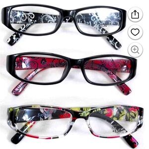 Kay Unger Black and Red Glasses Fashion Accessories